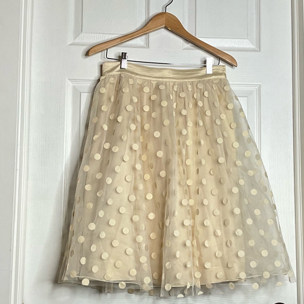 Ryu Cream Polka Dot Tulle Skirt - Size Large